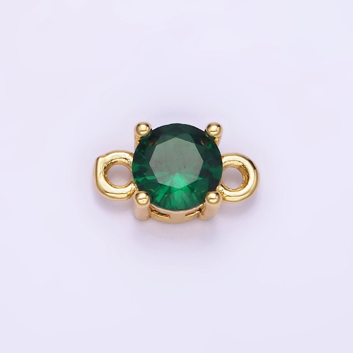 14K Gold Filled Round Birthstone CZ Solitaire Connector in Gold & Silver | G297 - G308 - DLUXCA