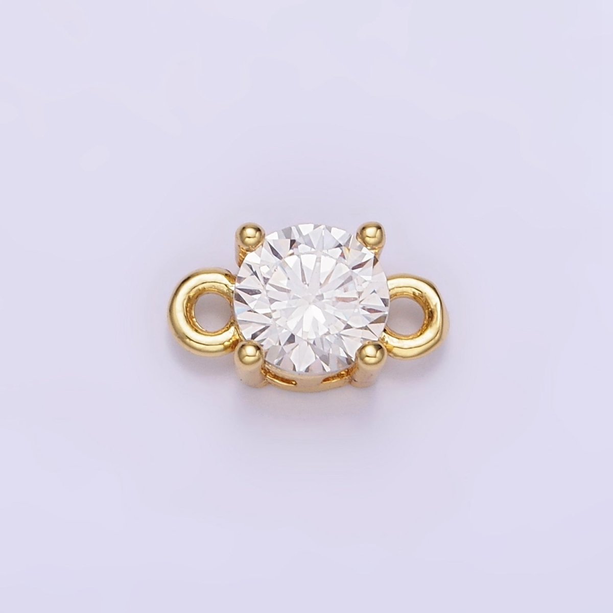 14K Gold Filled Round Birthstone CZ Solitaire Connector in Gold & Silver | G297 - G308 - DLUXCA