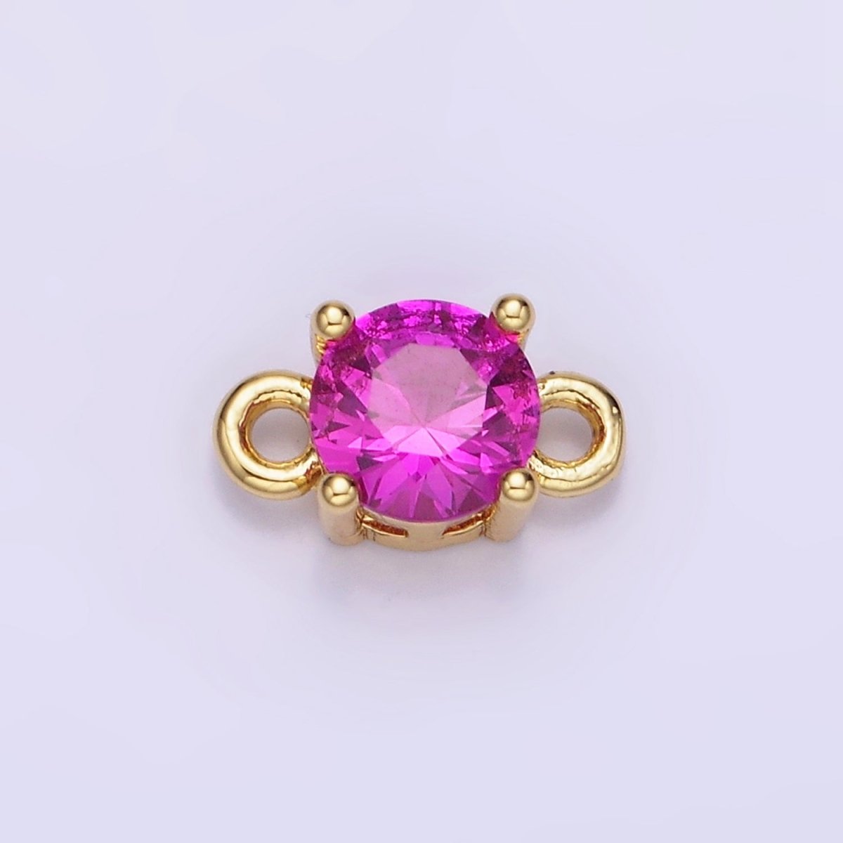 14K Gold Filled Round Birthstone CZ Solitaire Connector in Gold & Silver | G297 - G308 - DLUXCA