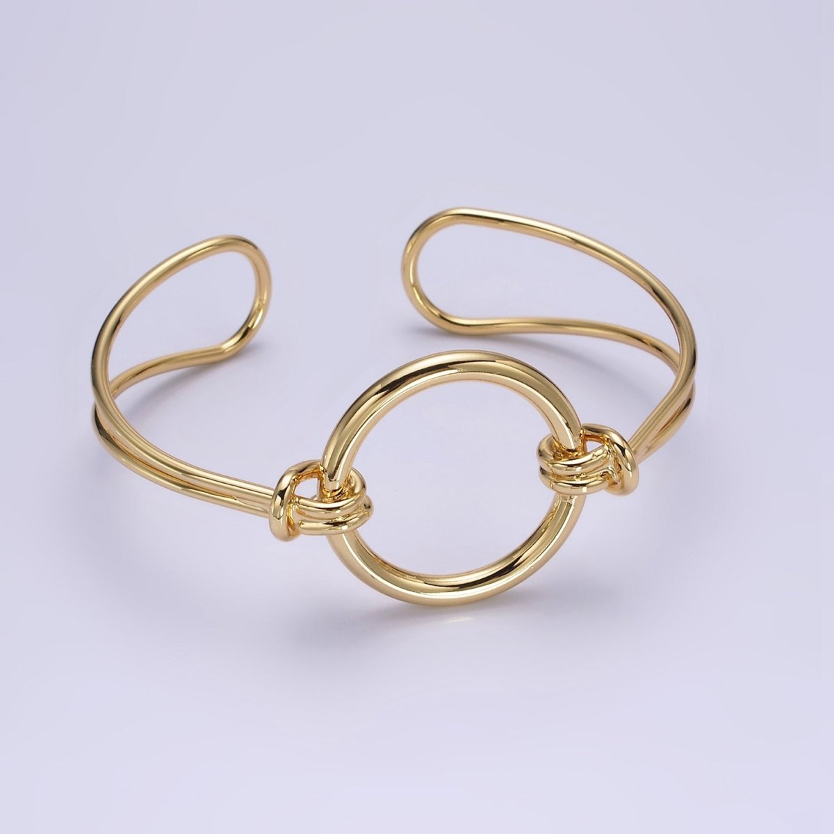 14K Gold Filled Round Circle Rope Tied Minimalist Cuff Bangle Bracelet in Silver & Gold | WA-1943 WA-1944 Clearance Pricing - DLUXCA