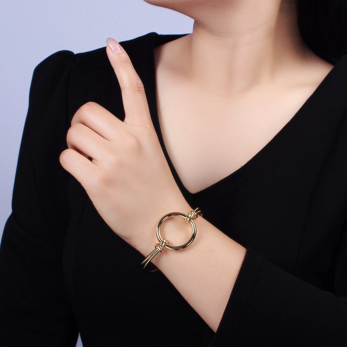 14K Gold Filled Round Circle Rope Tied Minimalist Cuff Bangle Bracelet in Silver & Gold | WA-1943 WA-1944 Clearance Pricing - DLUXCA