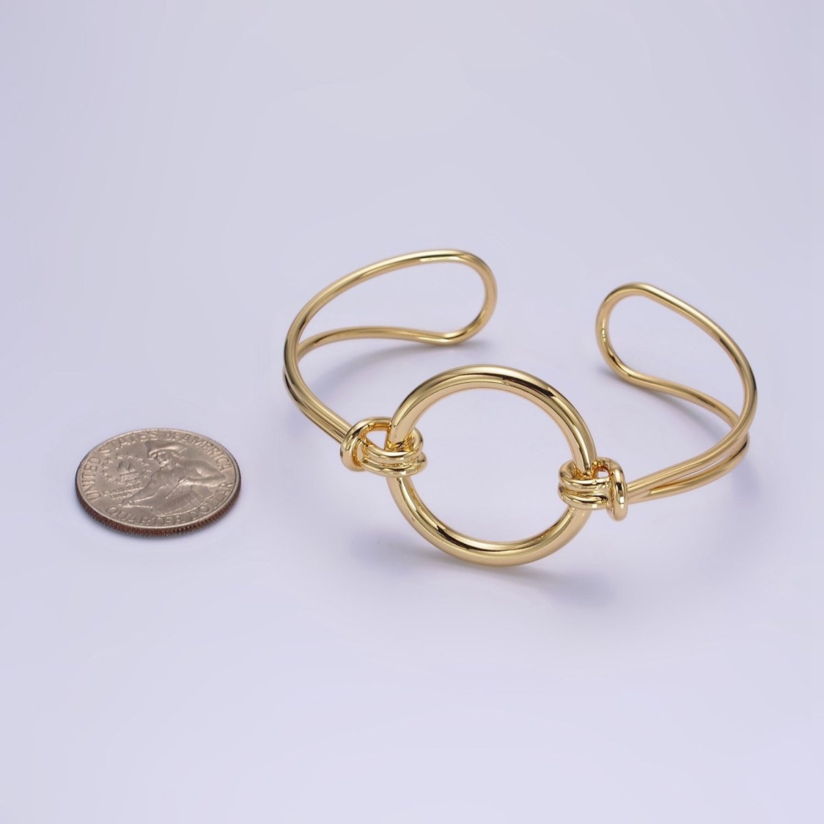 14K Gold Filled Round Circle Rope Tied Minimalist Cuff Bangle Bracelet in Silver & Gold | WA-1943 WA-1944 Clearance Pricing - DLUXCA