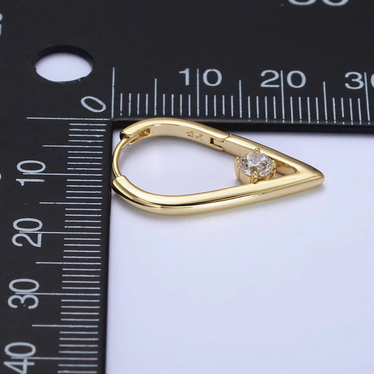 14K Gold Filled Round Clear CZ 22mm, 24mm Geometric Triangle Earrings | AB277 AB240 - DLUXCA