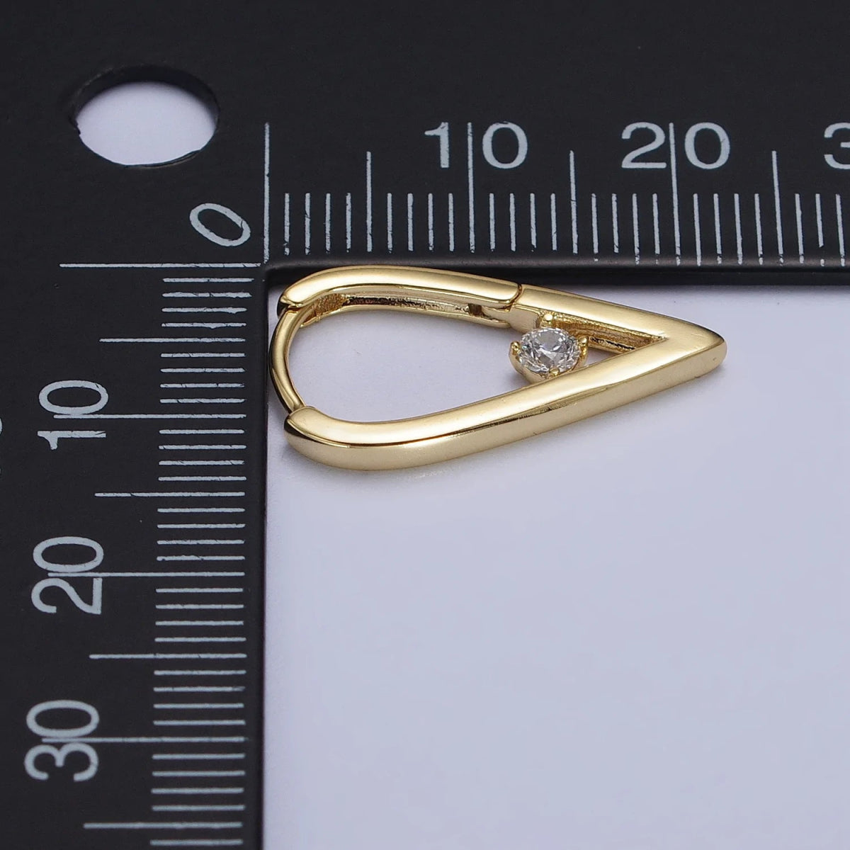 14K Gold Filled Round Clear CZ 22mm, 24mm Geometric Triangle Earrings | AB277 AB240 - DLUXCA