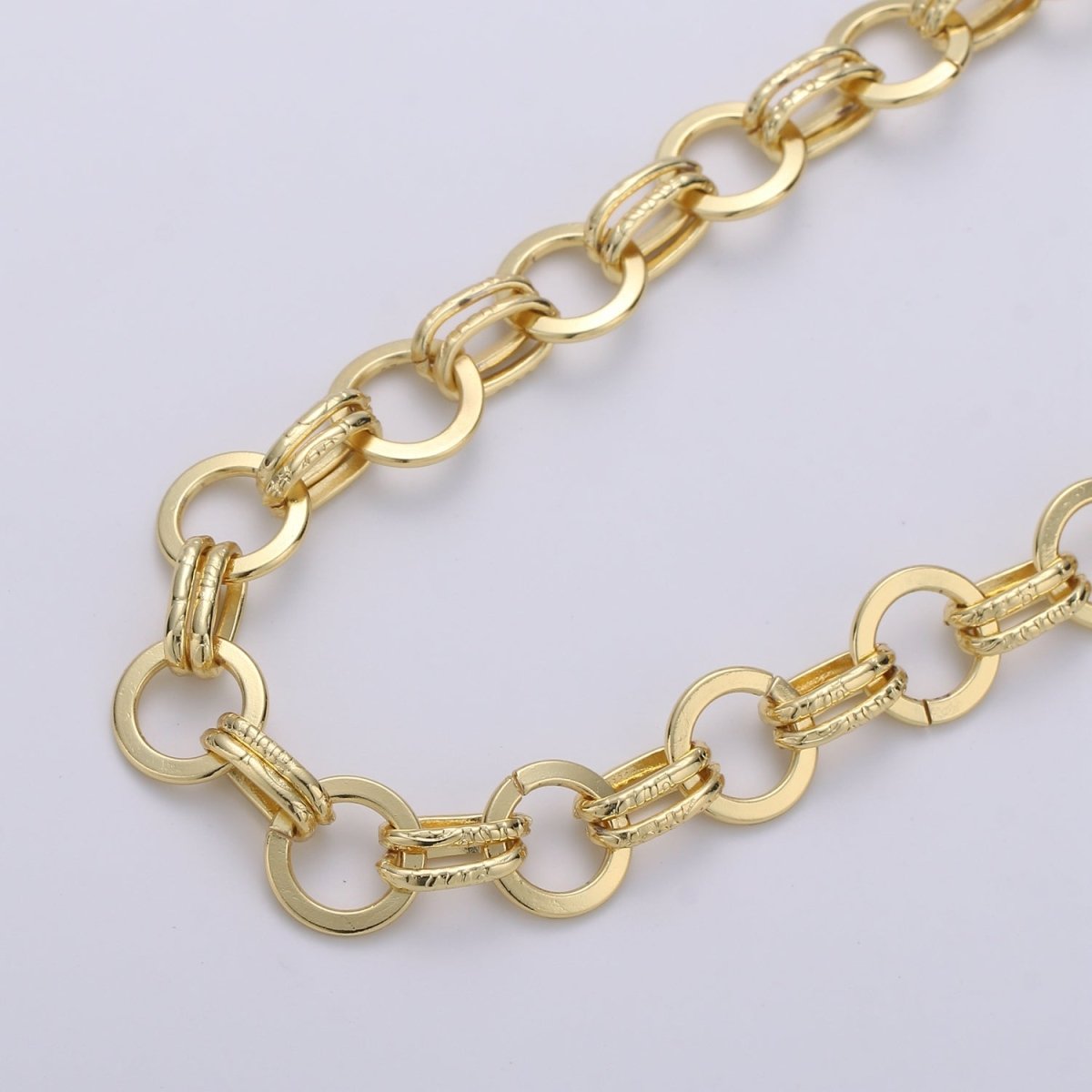 14K Gold Filled Round Double Rolo Link Chain By Yard, Gold Filled Cable Chain By Foot, Round Diameter is 11.9mm | ROLL-304 Clearance Pricing - DLUXCA