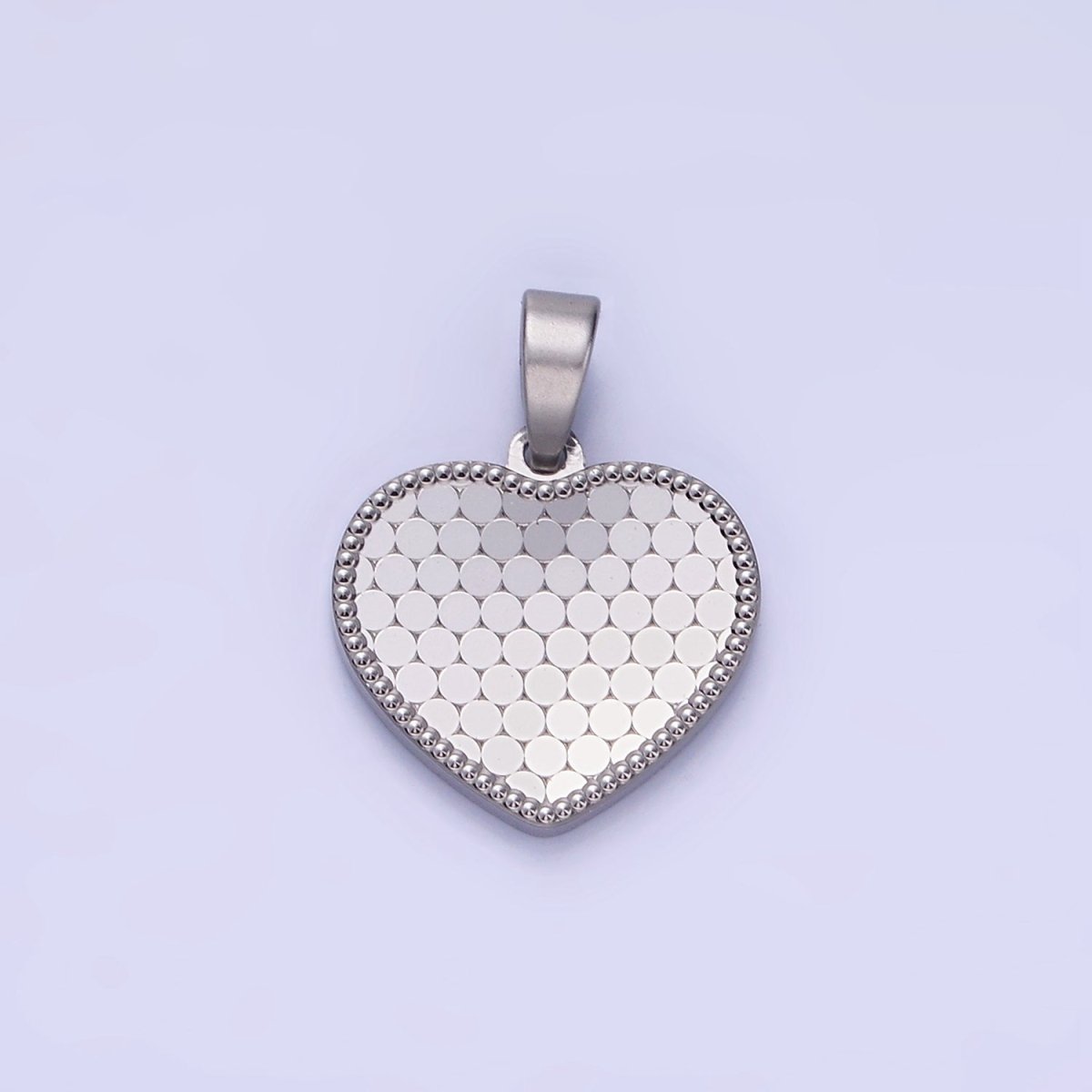 14K Gold Filled Round Textured Minimalist Heart Pendant in Gold & Silver | AA1265 - DLUXCA