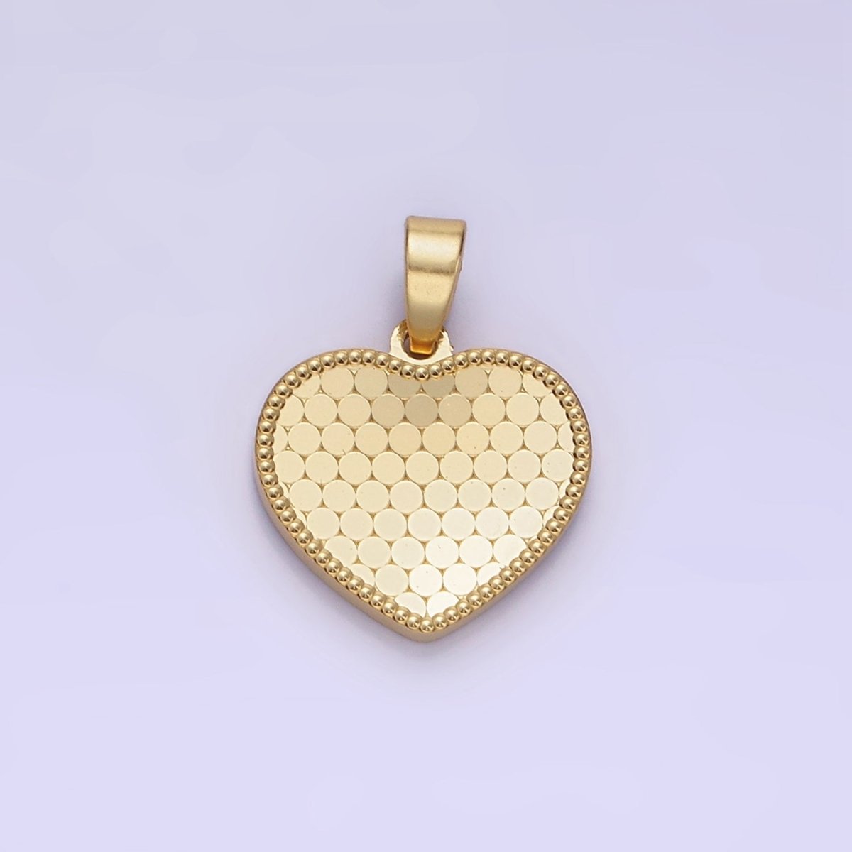 14K Gold Filled Round Textured Minimalist Heart Pendant in Gold & Silver | AA1265 - DLUXCA