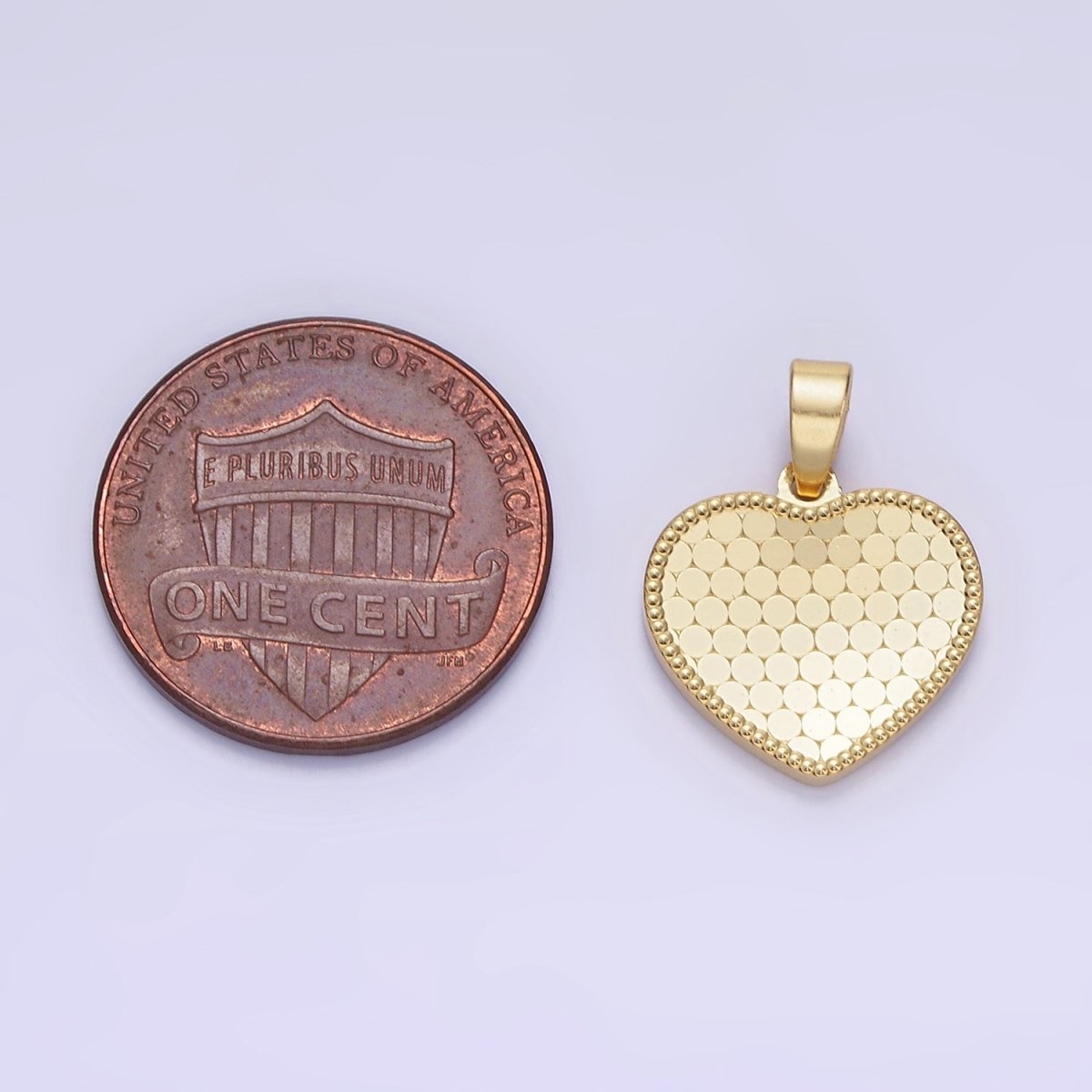 14K Gold Filled Round Textured Minimalist Heart Pendant in Gold & Silver | AA1265 - DLUXCA