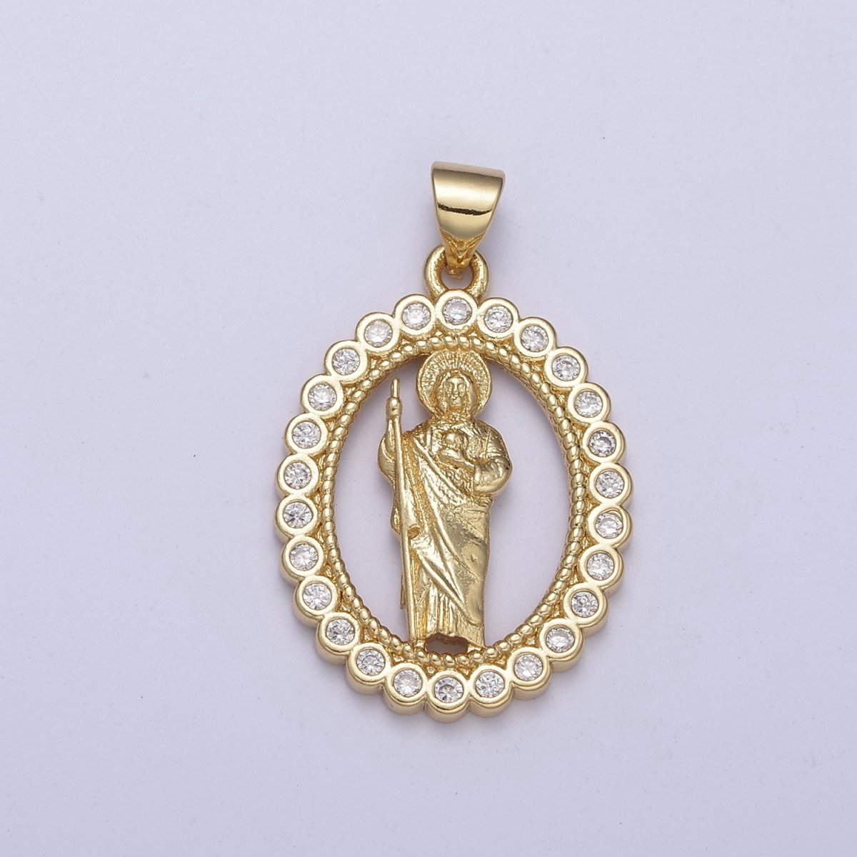 14k Gold filled Saint Jude Pendant San Judas Tadeo Charm necklace, religious jewelry, catholic necklace, San Judas Tadeo charm H-226 - DLUXCA