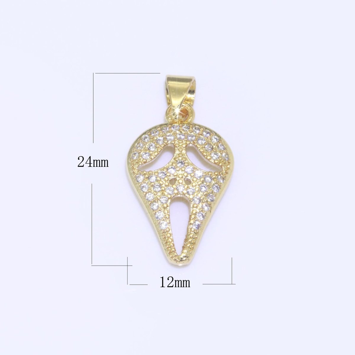 14K Gold Filled Scream Movie Mask Charm Pendant, CZ Micro Pave Scary Movie Mask Pendant, Halloween Jewelry, Horror Movie, Cubic ZirconiaN-1326 I-702 - DLUXCA