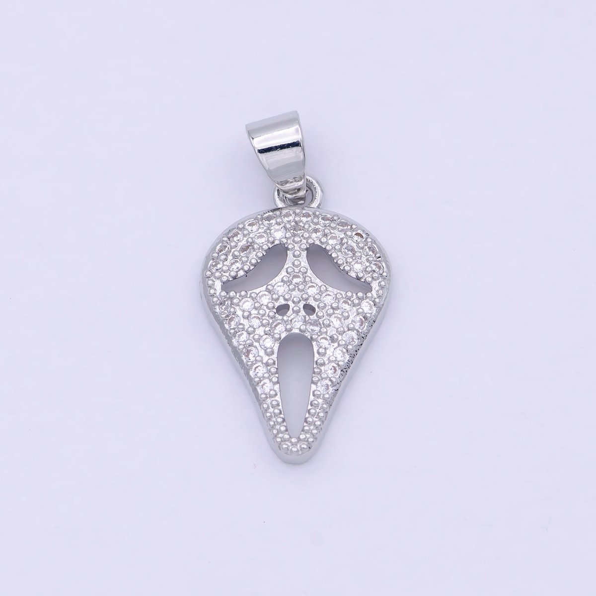 14K Gold Filled Scream Movie Mask Charm Pendant, CZ Micro Pave Scary Movie Mask Pendant, Halloween Jewelry, Horror Movie, Cubic ZirconiaN-1326 I-702 - DLUXCA