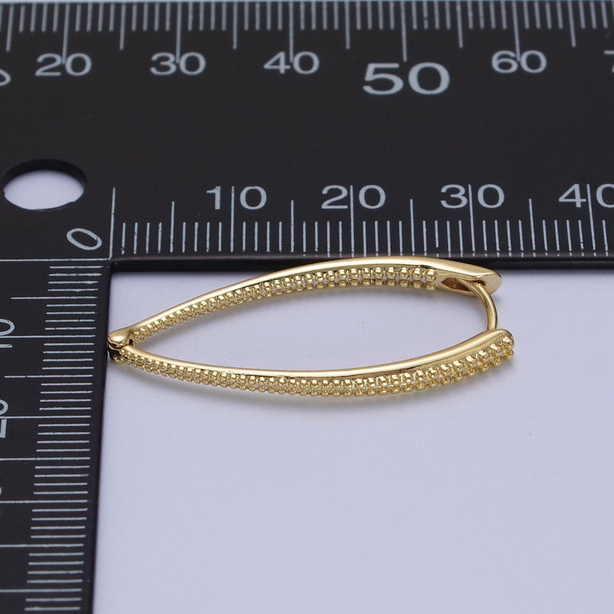 14K Gold Filled Sharp Oval Dotted Inside Out Sided Textured Earrings | V-029 - DLUXCA