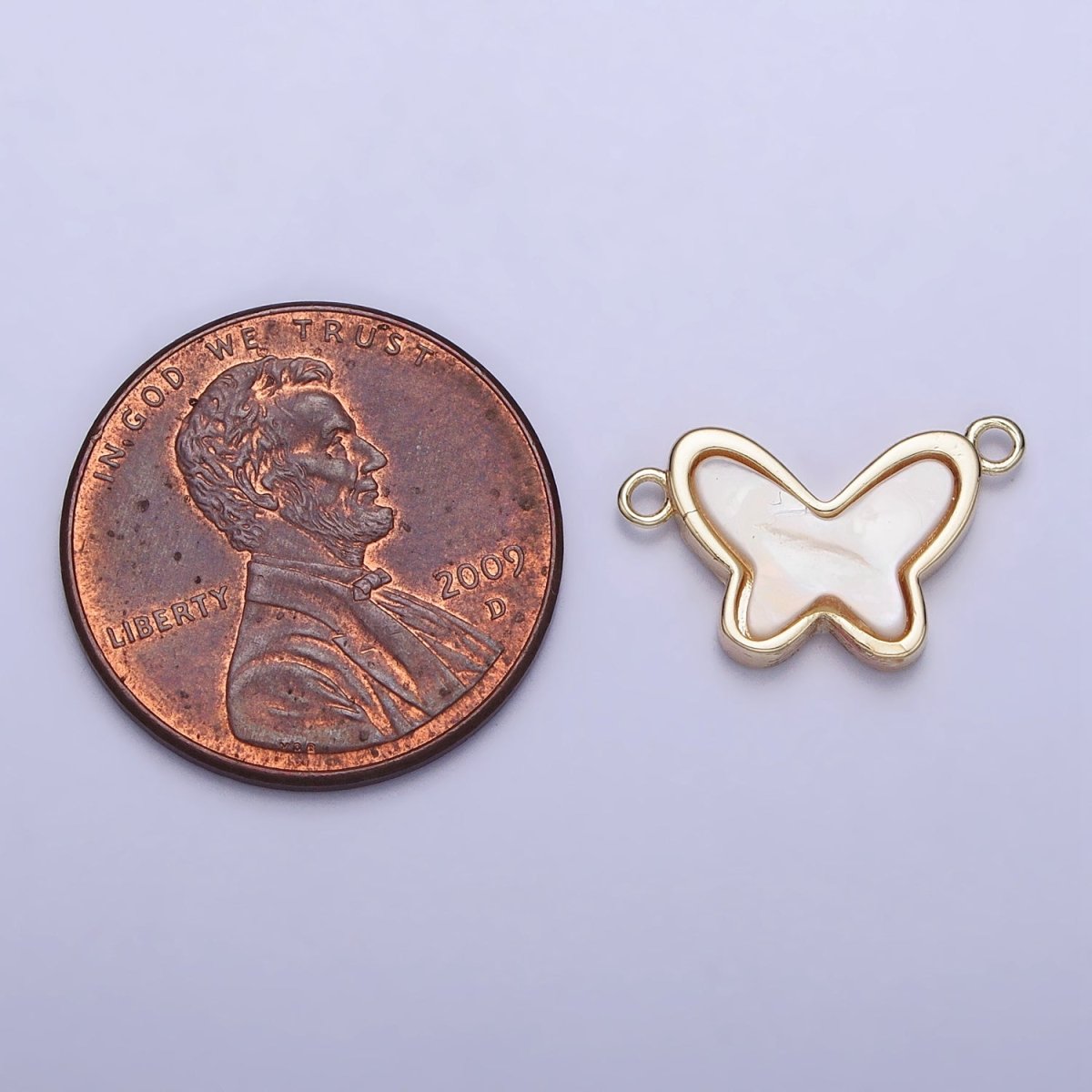 14K Gold Filled Shell Pearl Butterfly Mariposa Animal Connector | AA-1016 - DLUXCA