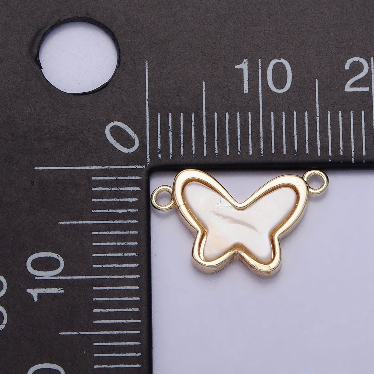 14K Gold Filled Shell Pearl Butterfly Mariposa Animal Connector | AA-1016 - DLUXCA