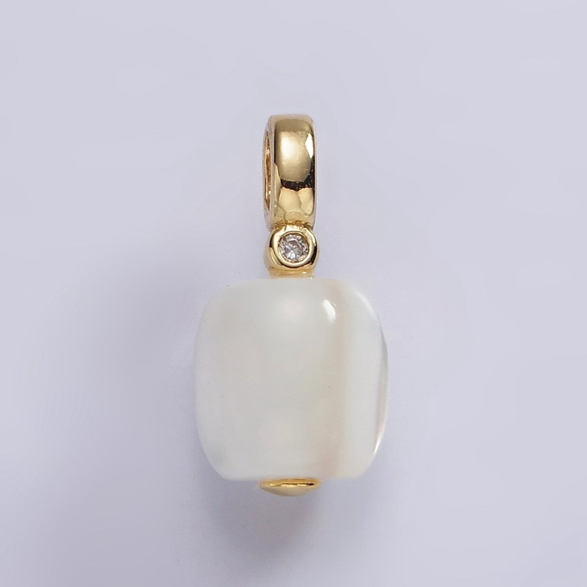 14K Gold Filled Shell Pearl Square BZ Bezel Pendant | P1664 - DLUXCA