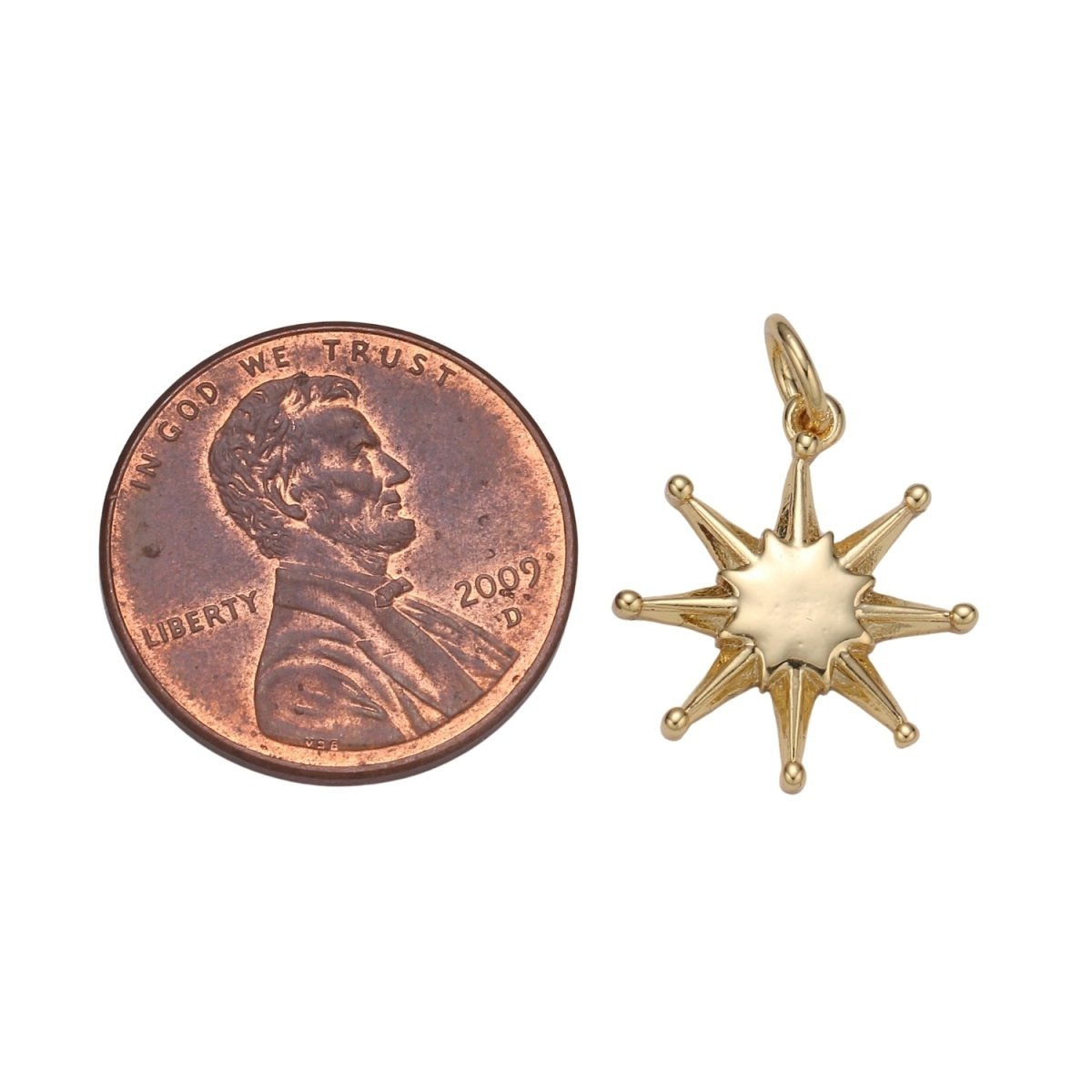14K Gold Filled Shining Star Pendant Shining Star Charm, Celestial Jewelry Northern Star ChaRM Eight Point Star Charm E-055 - DLUXCA