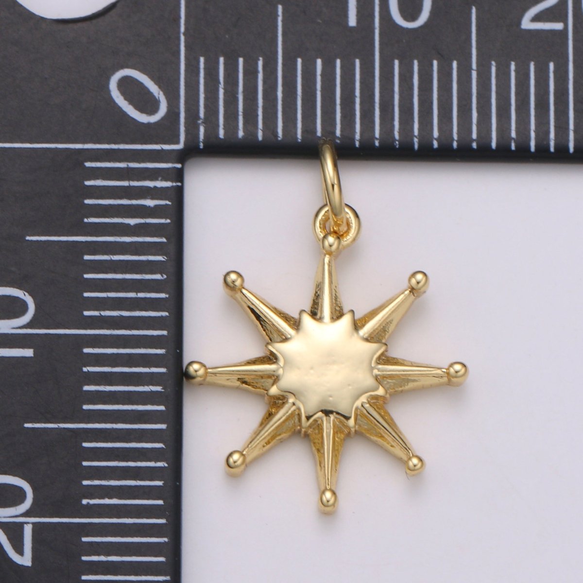 14K Gold Filled Shining Star Pendant Shining Star Charm, Celestial Jewelry Northern Star ChaRM Eight Point Star Charm E-055 - DLUXCA