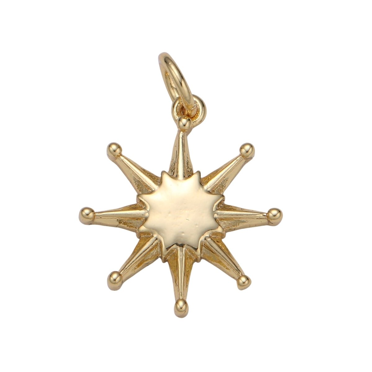 14K Gold Filled Shining Star Pendant Shining Star Charm, Celestial Jewelry Northern Star ChaRM Eight Point Star Charm E-055 - DLUXCA