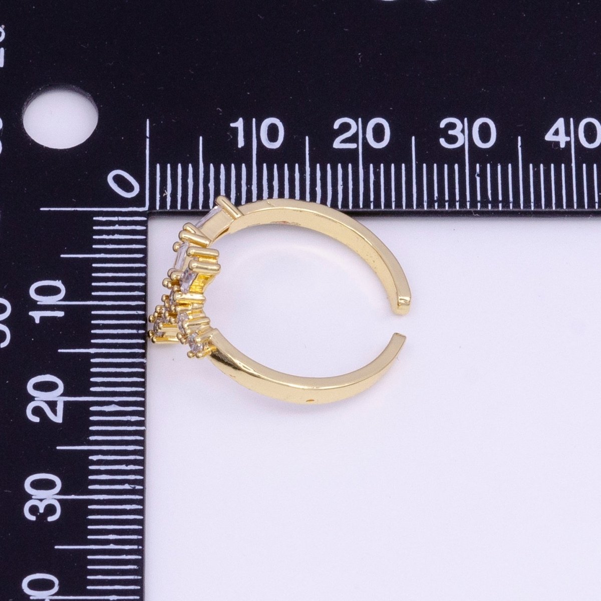 14K Gold Filled Sideway Cross Clear Baguette CZ Religious Ring | O-013 - DLUXCA