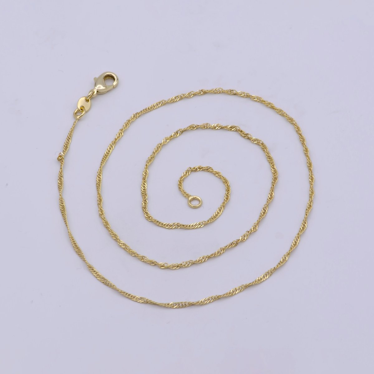 14K Gold Filled Singapore - Singapore Necklace Dainty Gold Twist Link Chain Layering Necklace 17.7 inch 1.3mm w/ Spring Rings | WA-420 Clearance Pricing - DLUXCA