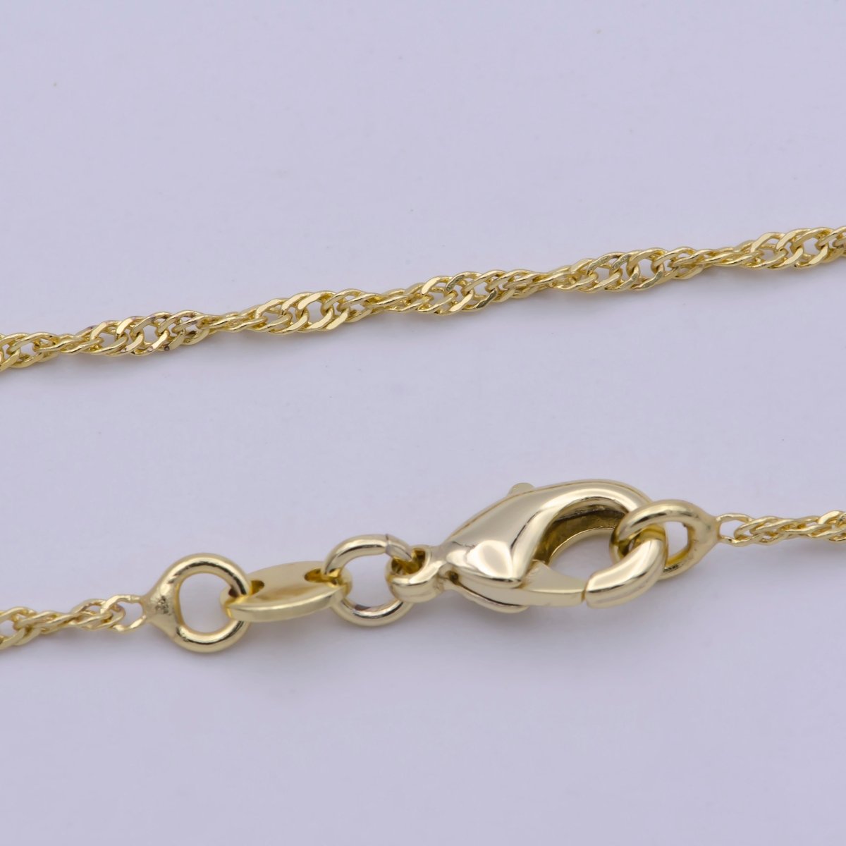 14K Gold Filled Singapore - Singapore Necklace Dainty Gold Twist Link Chain Layering Necklace 17.7 inch 1.3mm w/ Spring Rings | WA-420 Clearance Pricing - DLUXCA