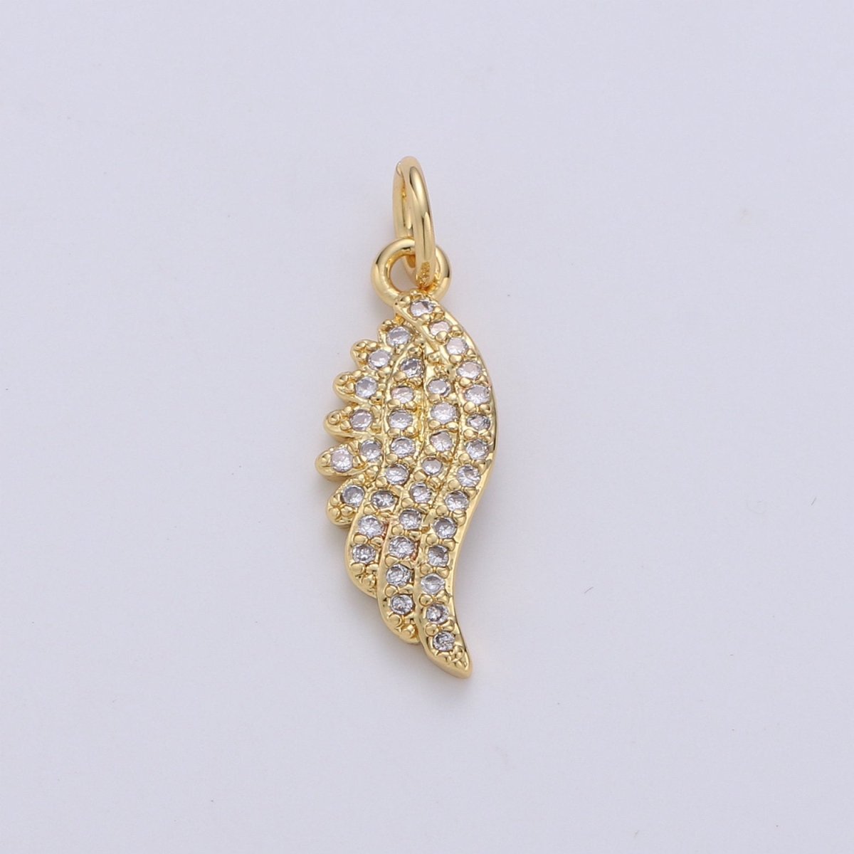 14k Gold Filled Small Gold Angel Wing Charm - Tiny Add on Charm - Delicate Feather Pendant for Bracelet, Necklace, Earring Component, D-255 - DLUXCA