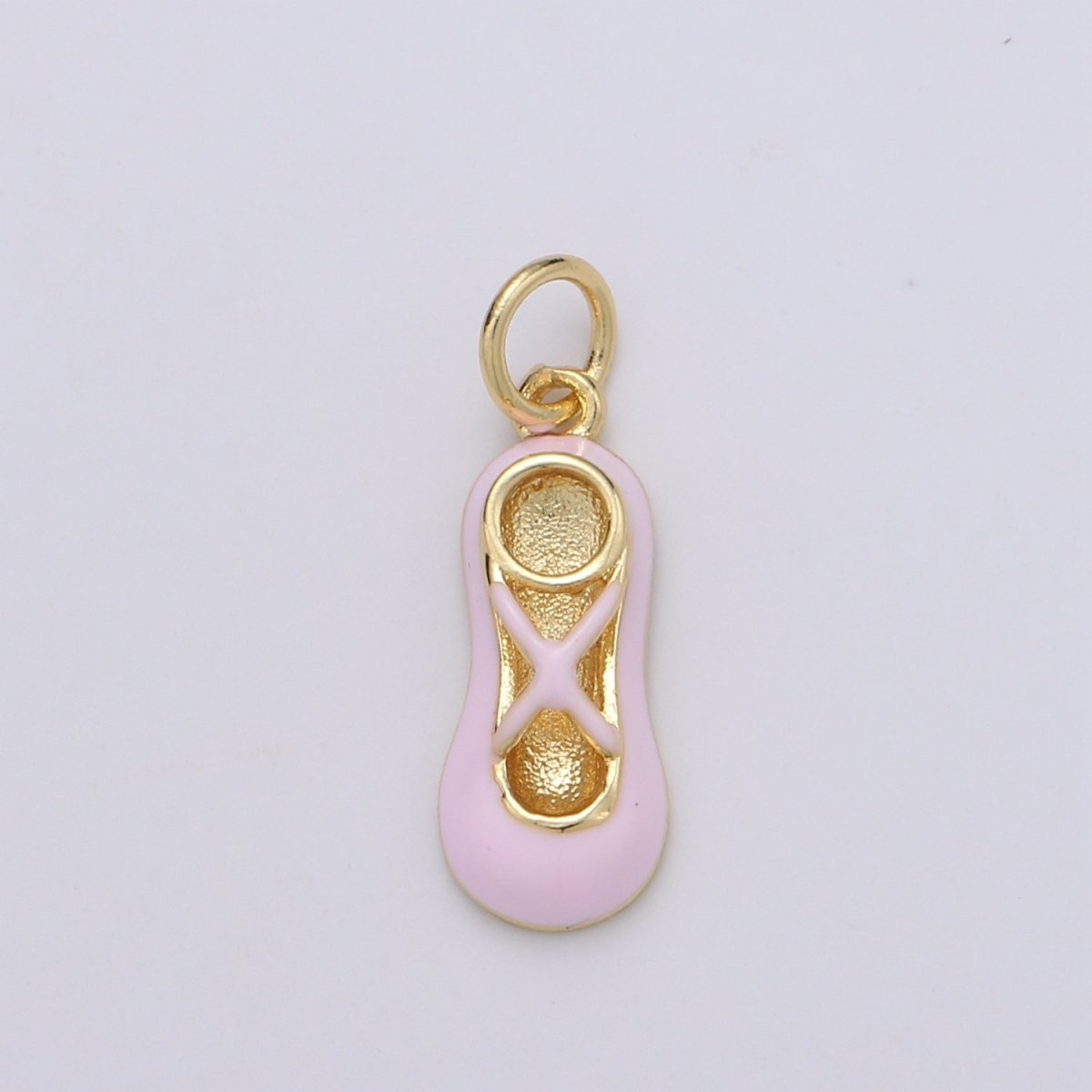 14K Gold Filled Small Gold Ballerina Shoes Charm,Dainty Pink Ballet Shoe Dancer Pendant for Kids Bracelet Earring Necklace Charm supply D-773 - DLUXCA