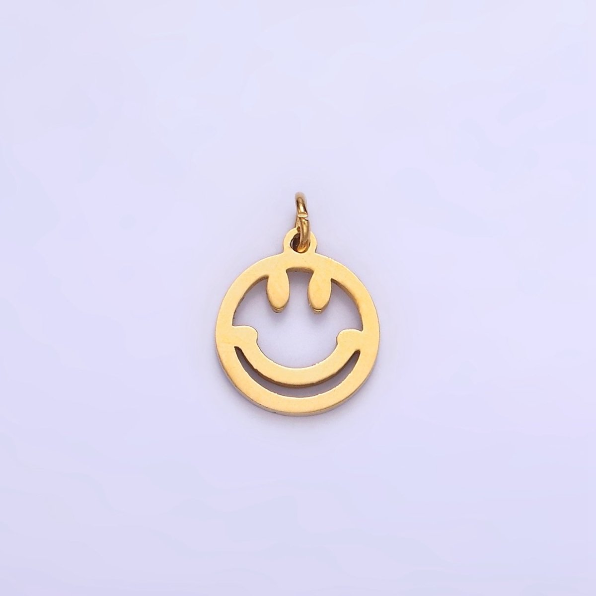 14K Gold Filled Smiley Face Emotion Open Round Charm | P951 - DLUXCA