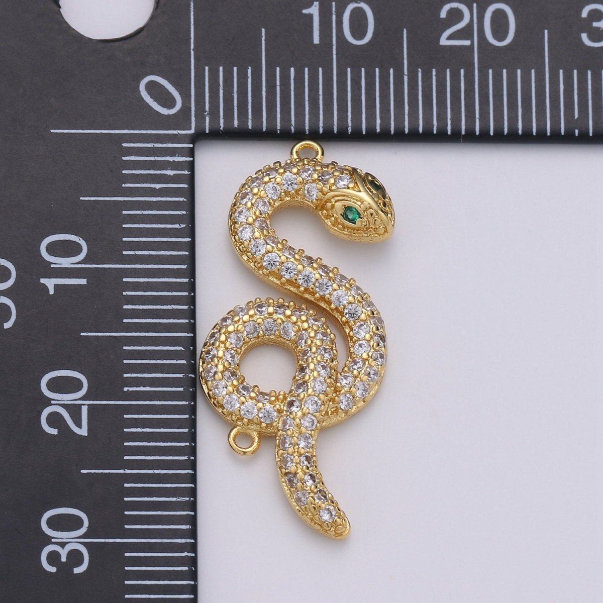 14K Gold Filled Snake Connector, Serpent Animal Lover Link Connector Cubic Zirconia Bracelet Connector, Necklace Pendant Findings For Jewelry Making Supply F-455 - DLUXCA