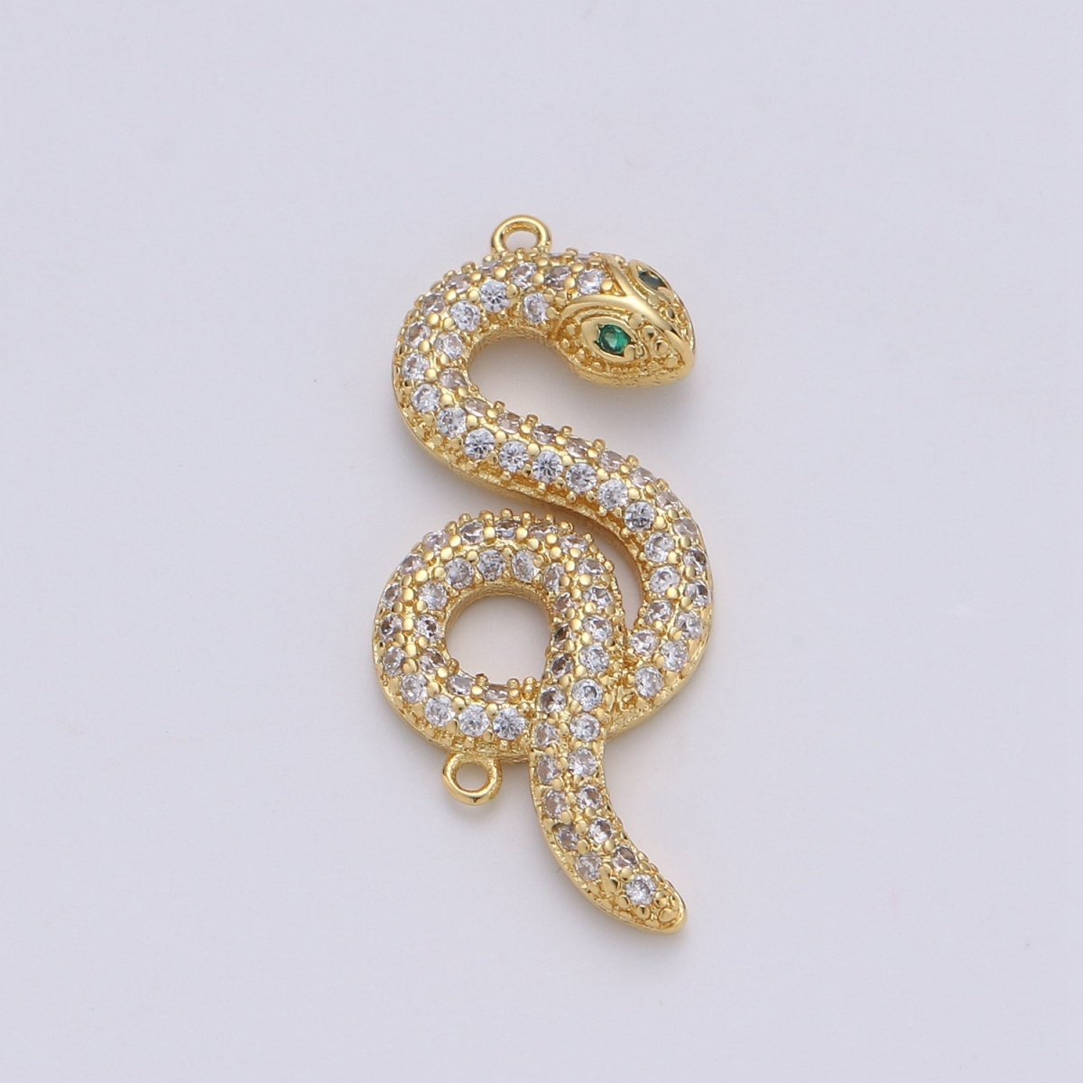 14K Gold Filled Snake Connector, Serpent Animal Lover Link Connector Cubic Zirconia Bracelet Connector, Necklace Pendant Findings For Jewelry Making Supply F-455 - DLUXCA