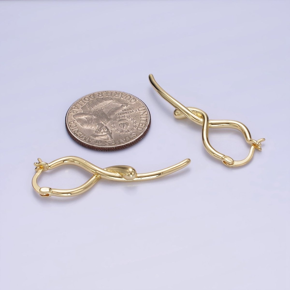 14K Gold Filled Snake Minimalist Drop Latch Hoop Earrings | AE523 - DLUXCA
