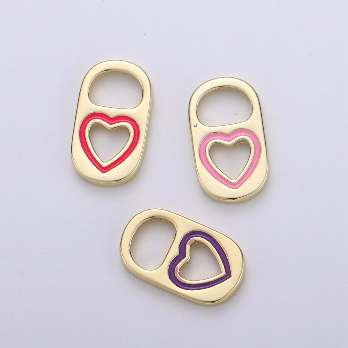 14K Gold Filled Soda Tab, Soda Pull Tab, Kawaii Heart Tab Pendant Charm For Bracelet Necklace Wholesale Charm Jewelry Making Craft SuppliesC-494~C-496 - DLUXCA
