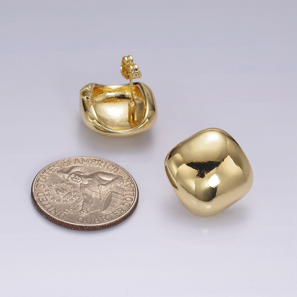 14K Gold Filled Square Dome Open Loop Stud Earrings Findings Supply | Z625 - DLUXCA