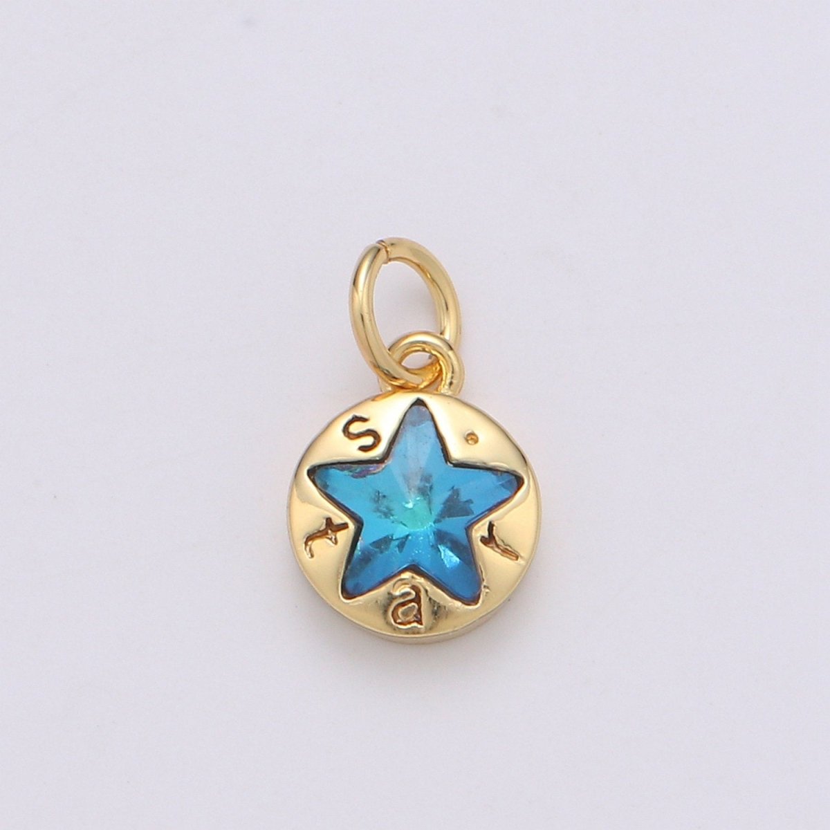 14K Gold Filled Star Charm, Dainty Blue Star Charm for Necklace Bracelet Earring Component C-814 - DLUXCA