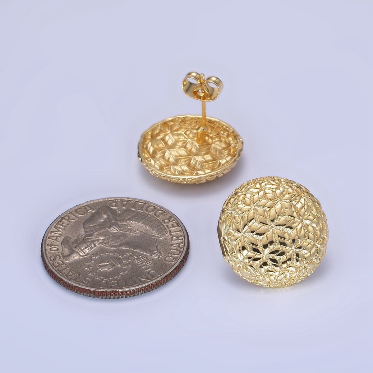 14K Gold Filled Star Multiband Round Stud Earrings in Gold & Silver | AB1288 AB1289 - DLUXCA