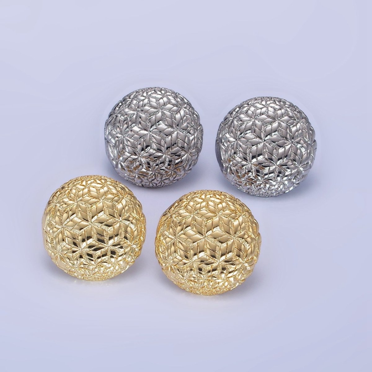 14K Gold Filled Star Multiband Round Stud Earrings in Gold & Silver | AB1288 AB1289 - DLUXCA