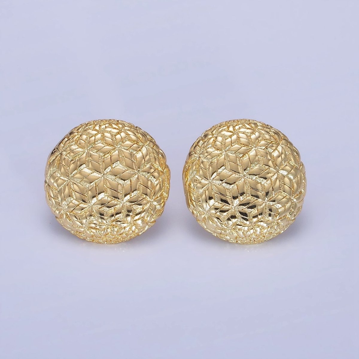 14K Gold Filled Star Multiband Round Stud Earrings in Gold & Silver | AB1288 AB1289 - DLUXCA