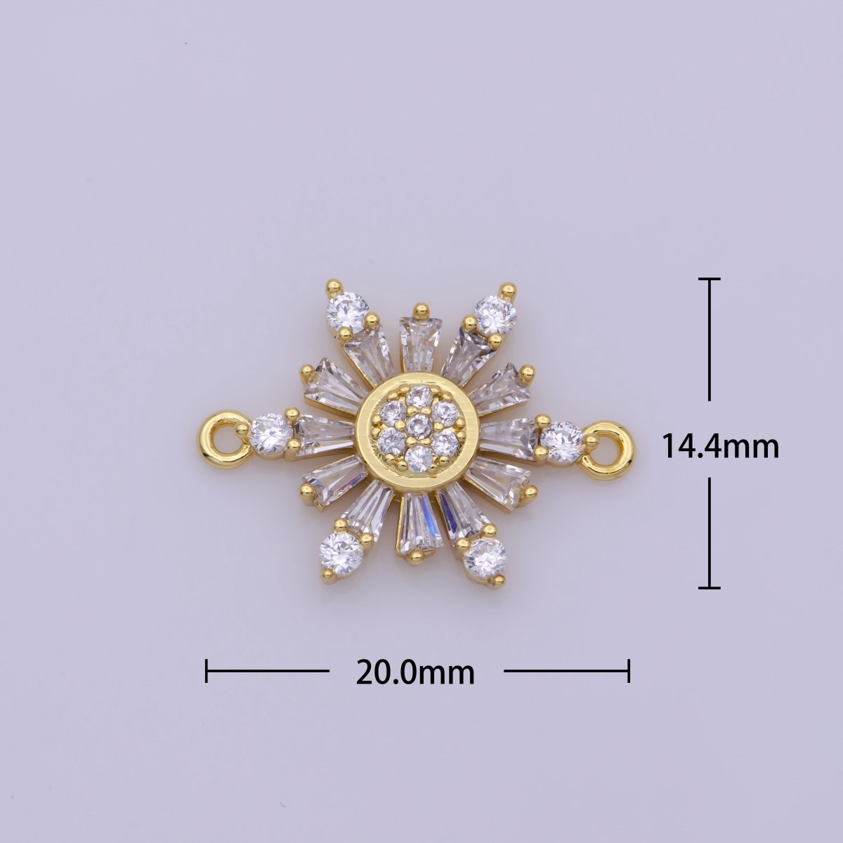 14K Gold Filled Sunburst Baguette Sun Connector N-097 - DLUXCA