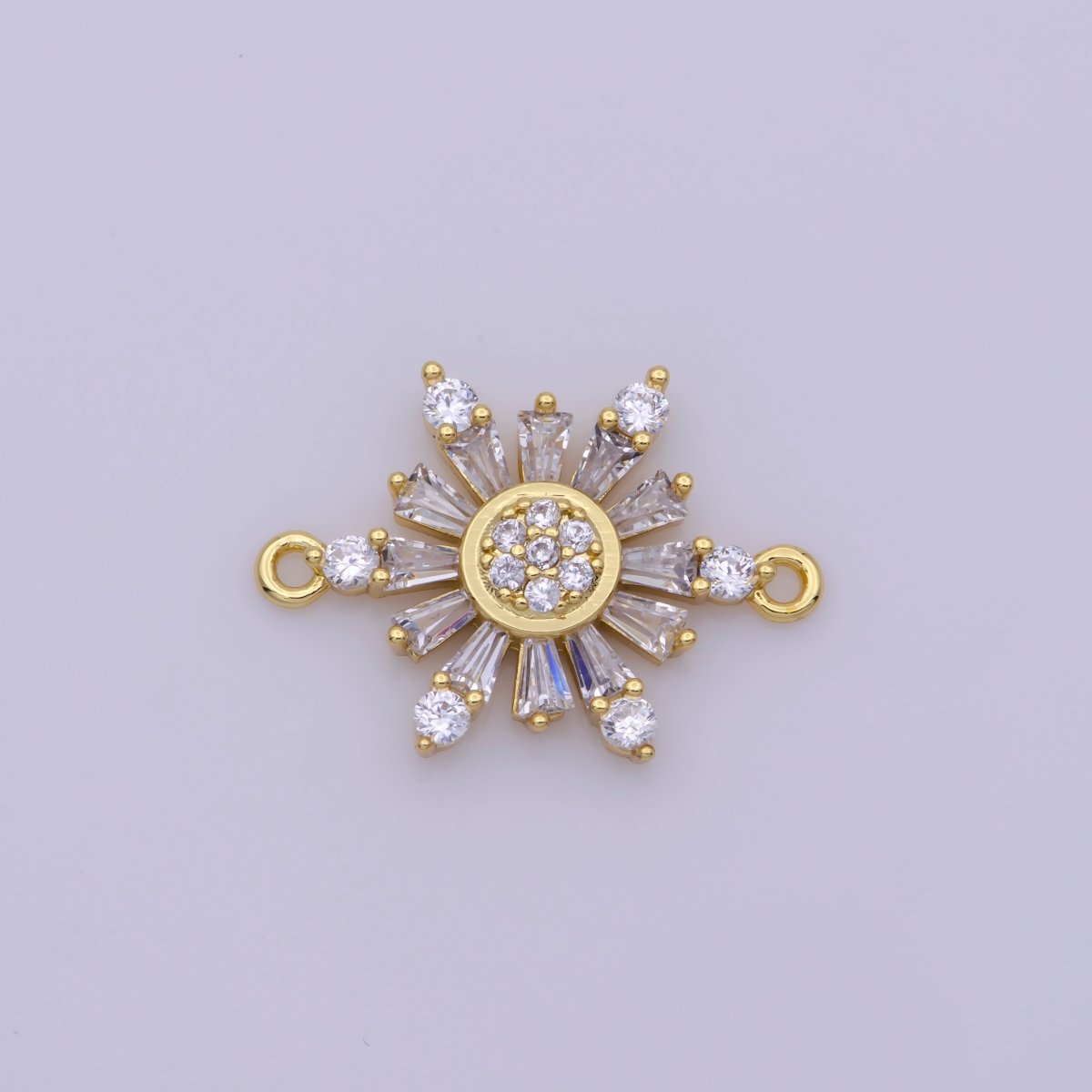 14K Gold Filled Sunburst Baguette Sun Connector N-097 - DLUXCA