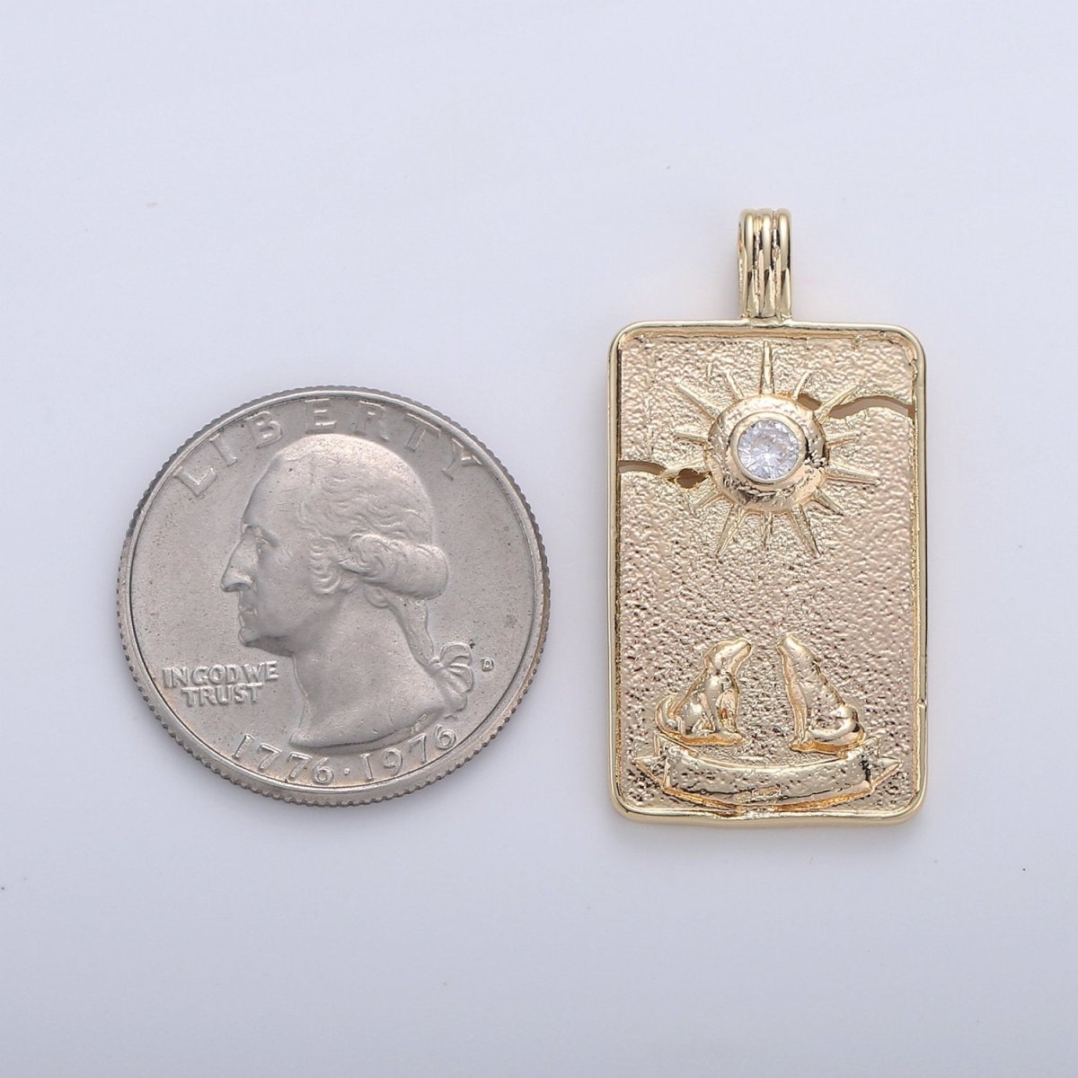 14K Gold Filled Tarot Card Charm - The Moon Pendant Amulet Jewelry for Necklace Component Supply I-863 - DLUXCA
