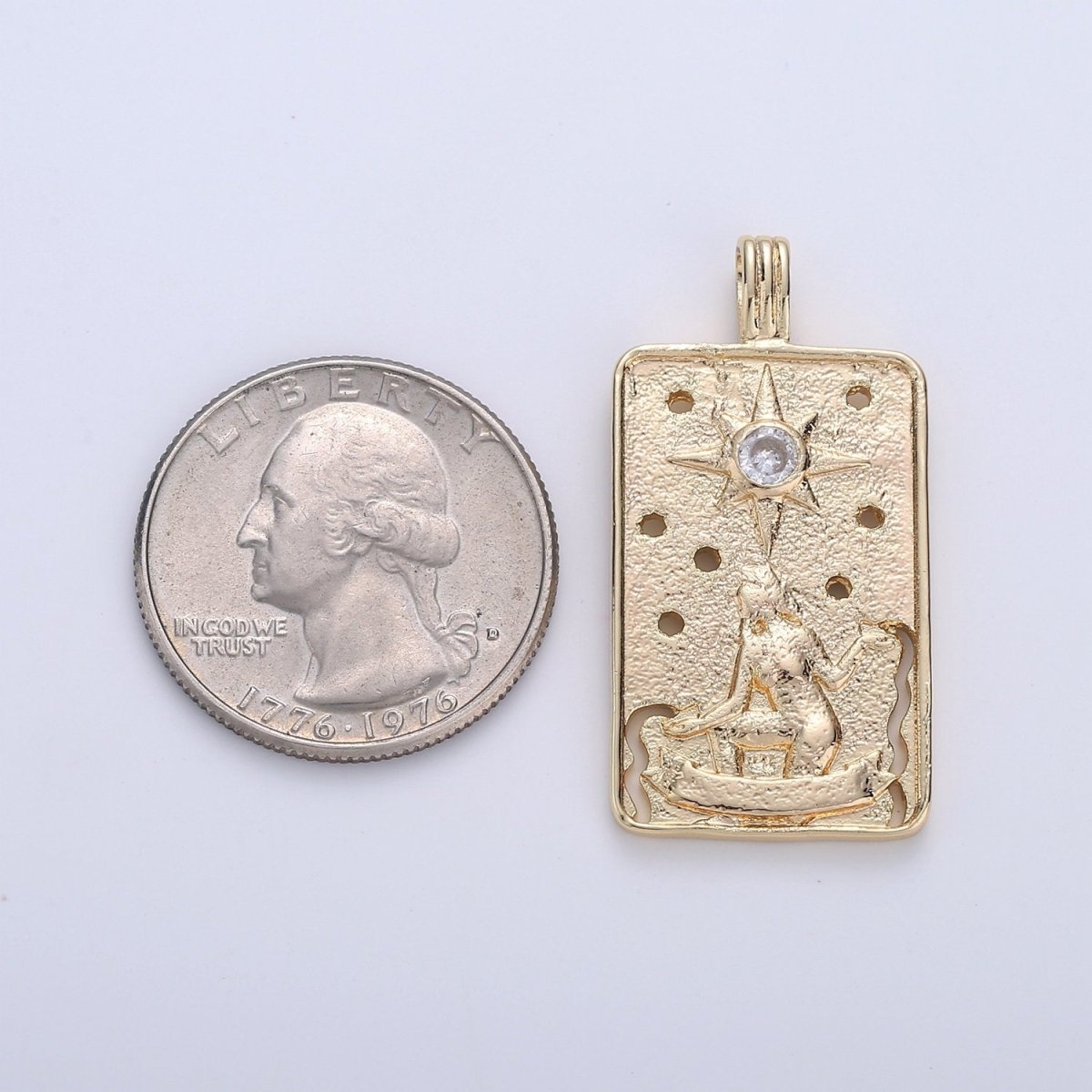 14k Gold Filled Tarot Card Charm - The Star Pendant Amulet Jewelry for Necklace Component Supply I-862 - DLUXCA