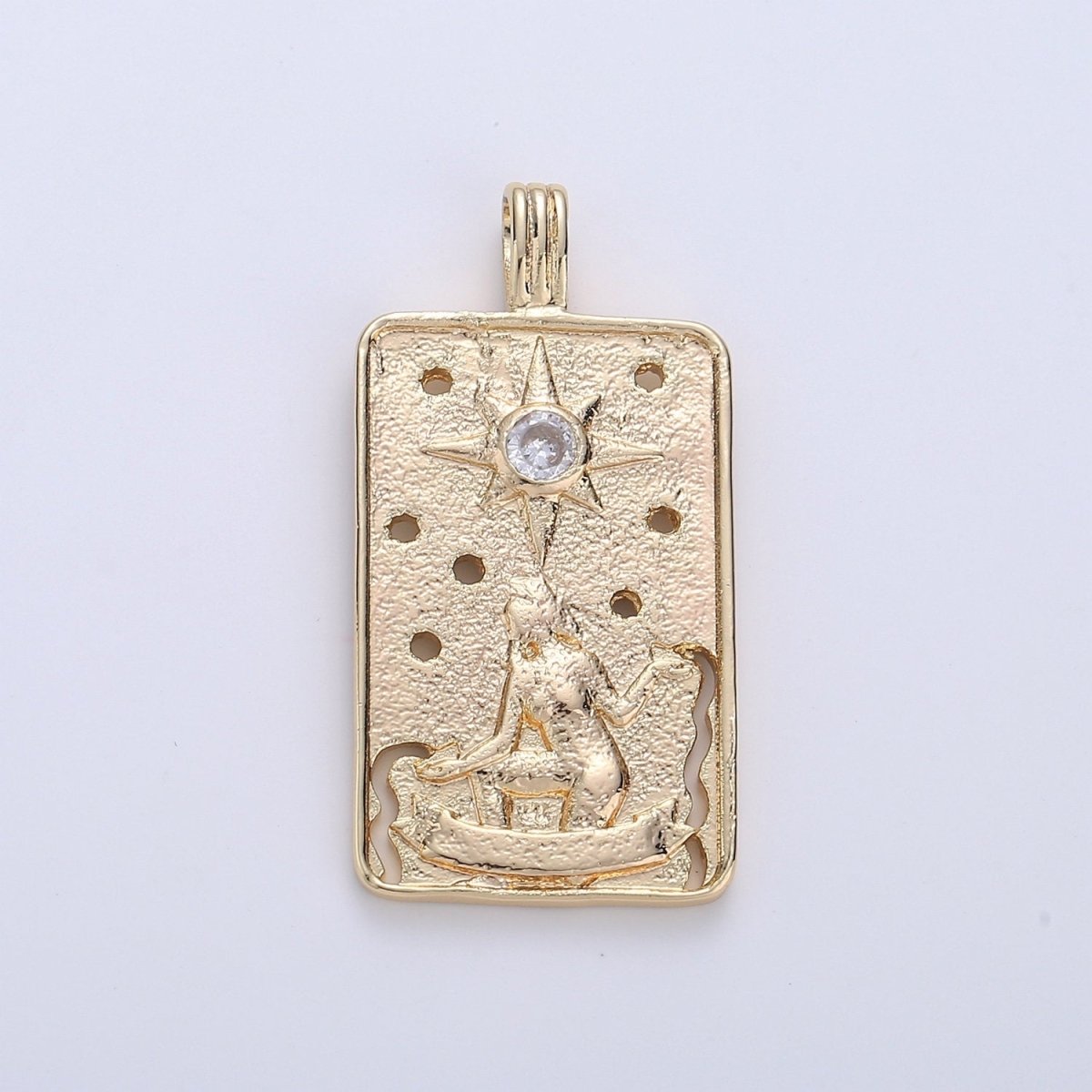 14k Gold Filled Tarot Card Charm - The Star Pendant Amulet Jewelry for Necklace Component Supply I-862 - DLUXCA