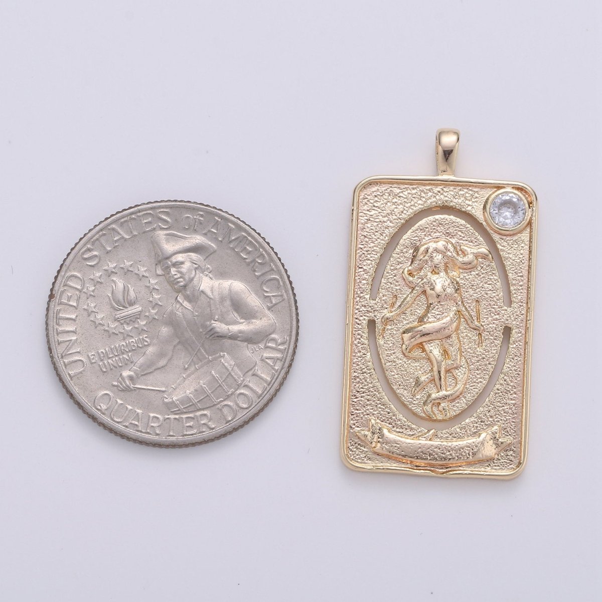 14k Gold Filled Tarot Card Charm - The World Tarot Card Pendant, Amulet Jewelry for Necklace Component Supply I-859 - DLUXCA