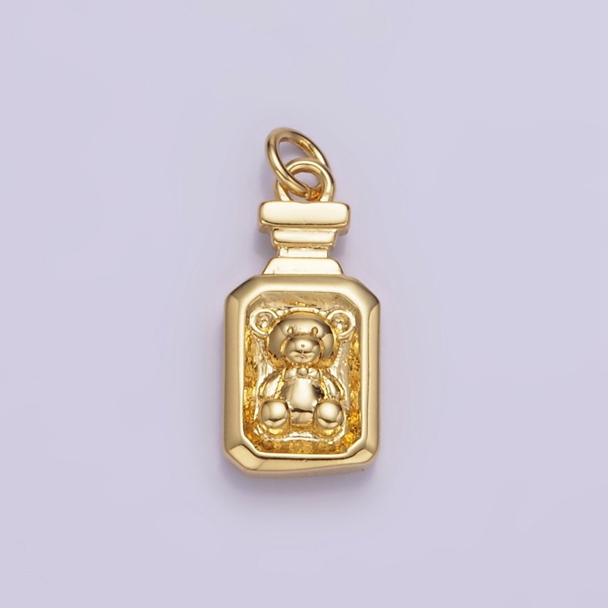 14K Gold Filled Teddy Bear Animal Tag Charm in Gold & Oxidized Silver | W526 - DLUXCA