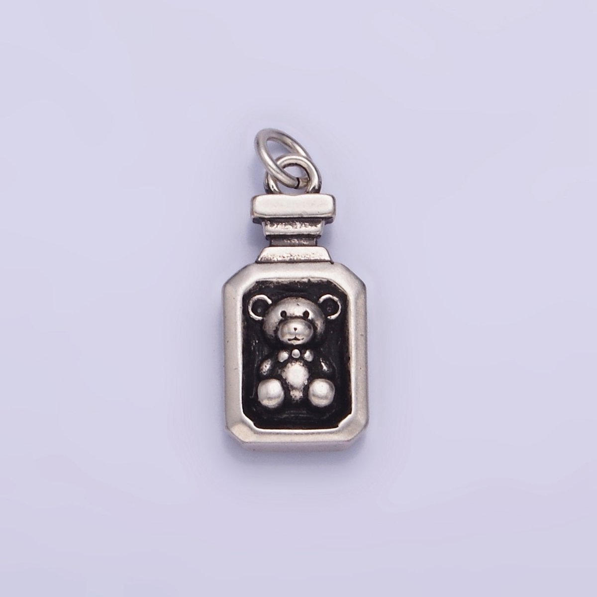 14K Gold Filled Teddy Bear Animal Tag Charm in Gold & Oxidized Silver | W526 - DLUXCA