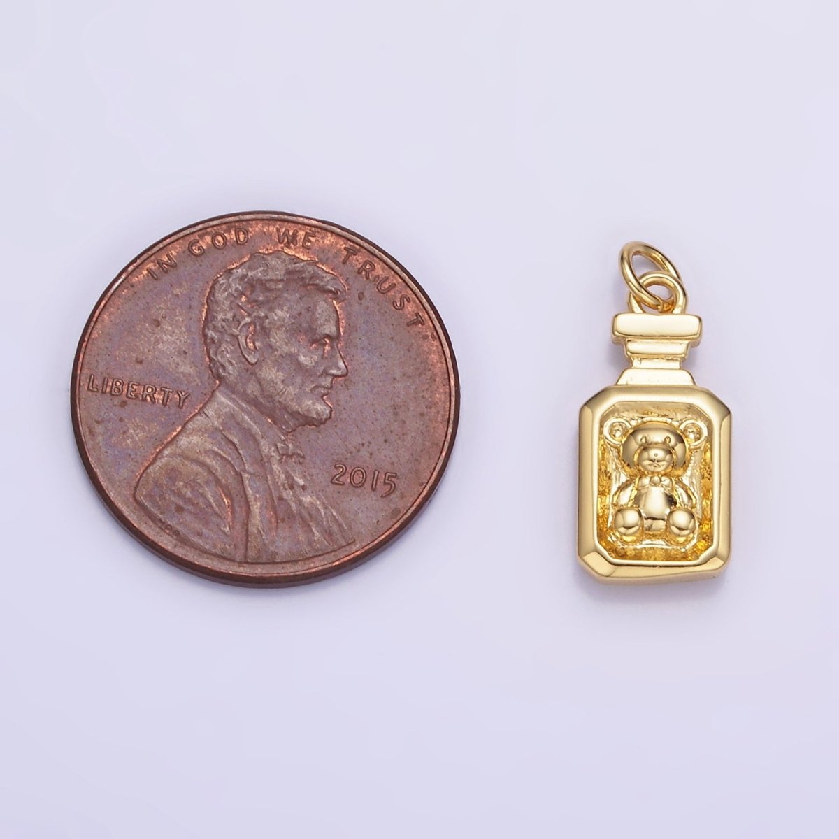 14K Gold Filled Teddy Bear Animal Tag Charm in Gold & Oxidized Silver | W526 - DLUXCA