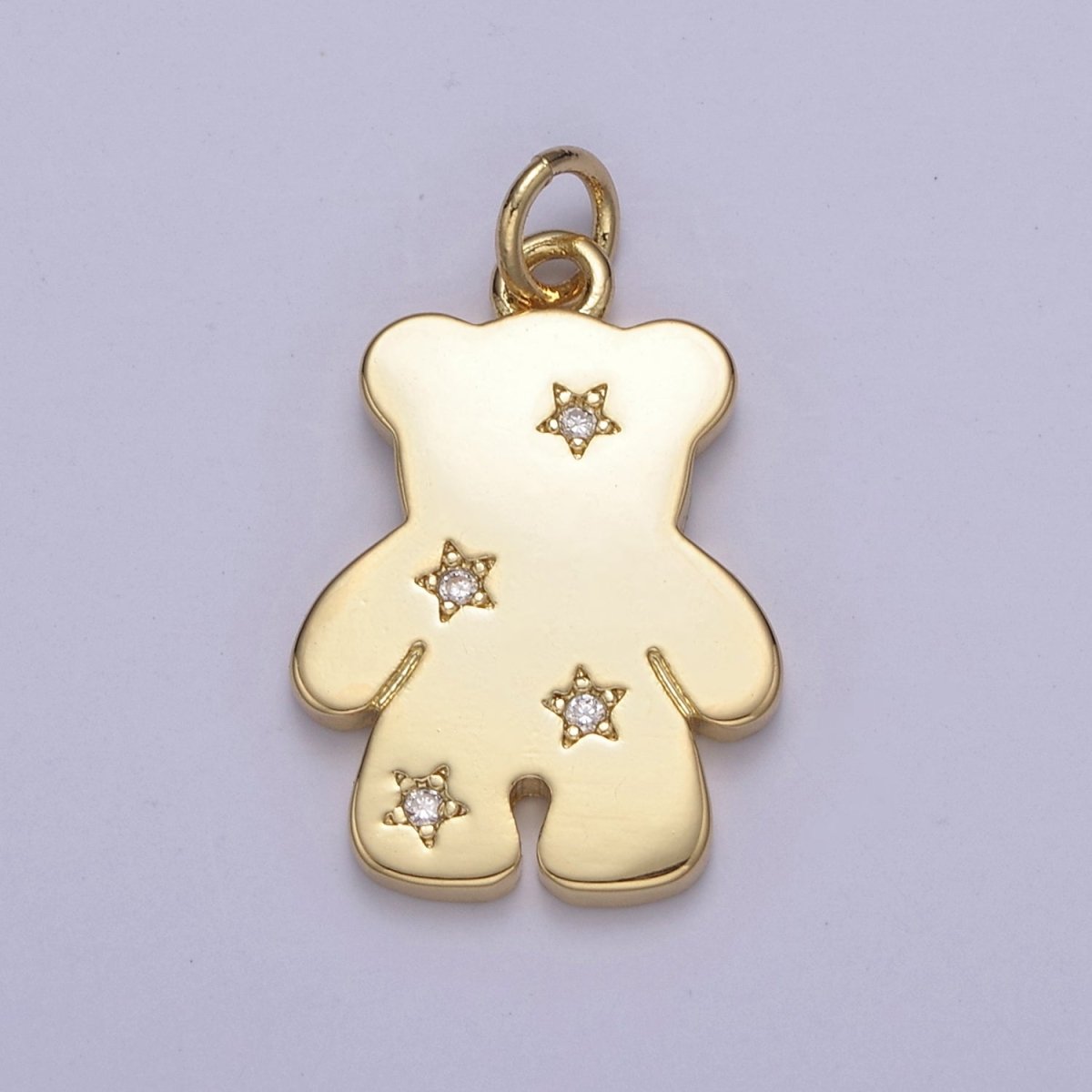 14k Gold Filled Teddy Bear Charm with Micro Pave Animal Charm for Kids Jewelry Necklace Bracelet N-688 - DLUXCA
