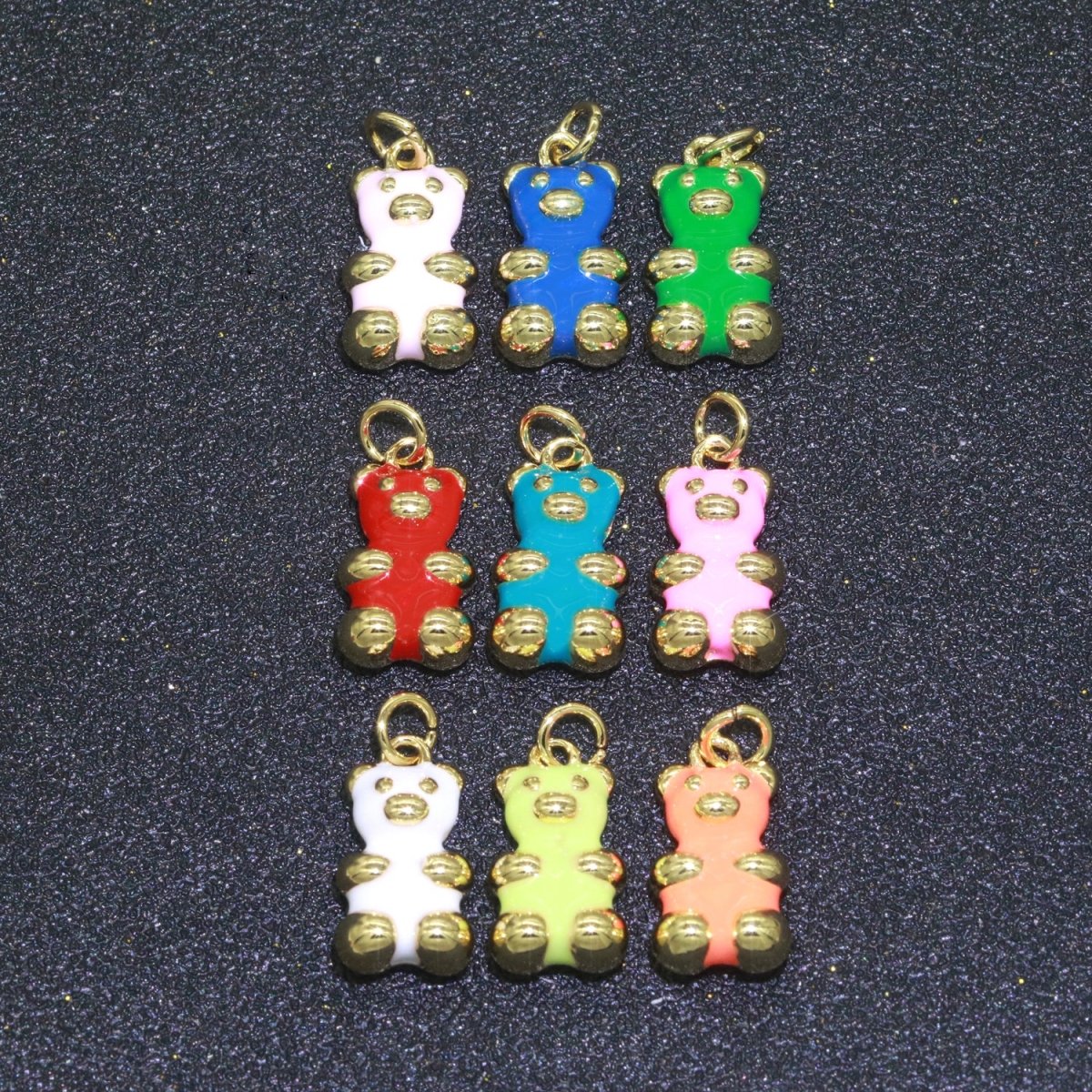 14k Gold Filled Tedy Bear Charm Enamel Animal Pendant for Necklace Earring Bracelet Supply M-530 - M-538 - DLUXCA