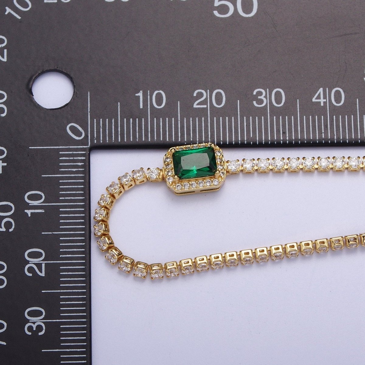 14k Gold Filled Tennis Necklace Chain with Color Emerald Cut Cz Stone for Layering Necklace | WA-1156 to WA-1159 Clearance Pricing - DLUXCA