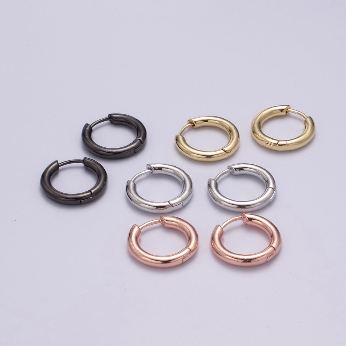 14K Gold Filled Thick Huggie Hoop, Small Hoop, Tiny Hoop Earrings, Gold Thick Huggie Hoop Earrings, Simple Thick Huggie Hoop, Daily earring T-246 ~ T-249 - DLUXCA